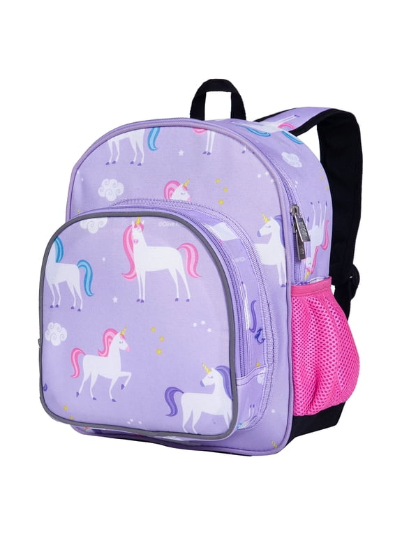 Kids 12 Inch Backpack for Toddler Boys and Girls, Insulated Front Pocket (Unicorn Purple)