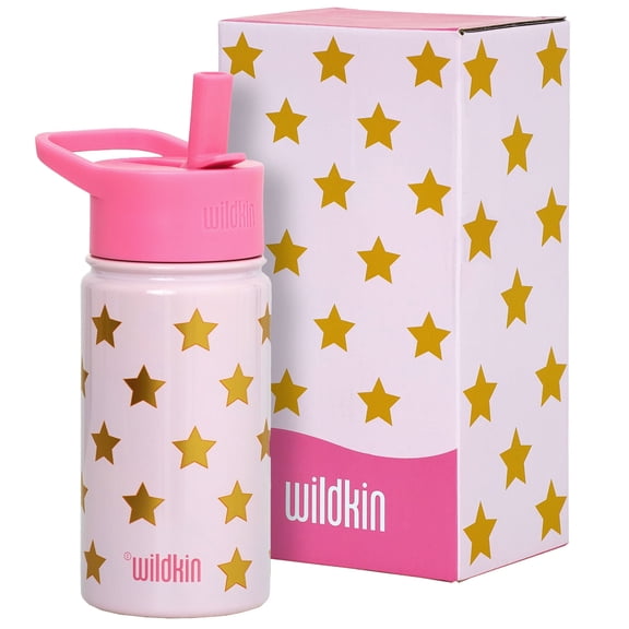 Wildkin Kids 14 oz Steel Bottle (Pink and Gold Stars)
