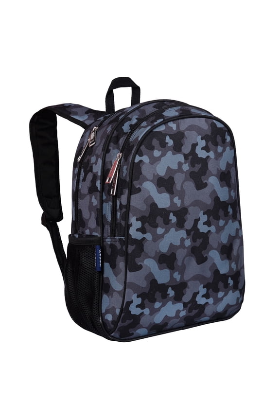 Kids 15 Inch Backpack for Boys and Girls (Black Camo)