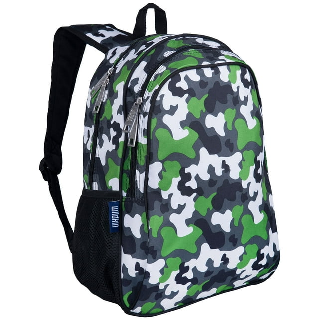 Wildkin Kids 15 Inch School and Travel Backpack for Boys and Girls (Green Camo)