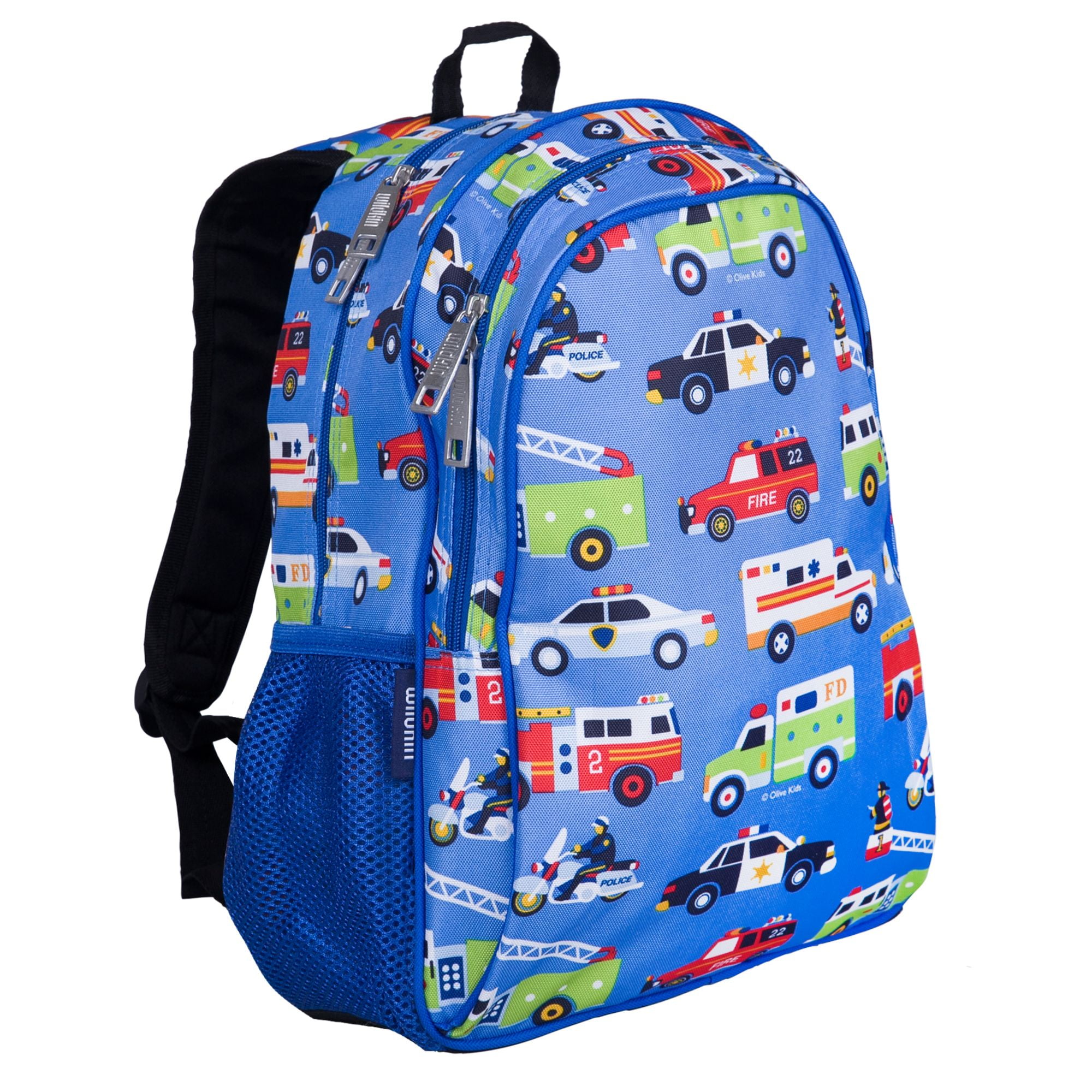 Wildkin Olive Kids Trains, Planes & Trucks 15 Inch Backpack, Blue