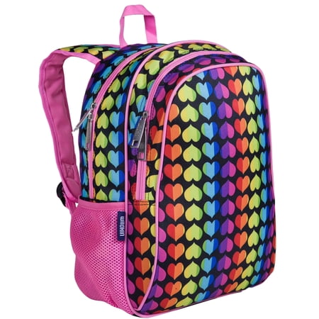 Wildkin Kids 15 Inch School and Travel Backpack for Boys and Girls (Rainbow Hearts Pink)