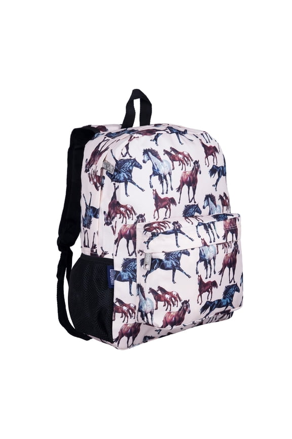 Kids 16 Inch Backpack for Boys and Girls, Features Padded Back & Adjustable Straps (Horse Dreams Beige)