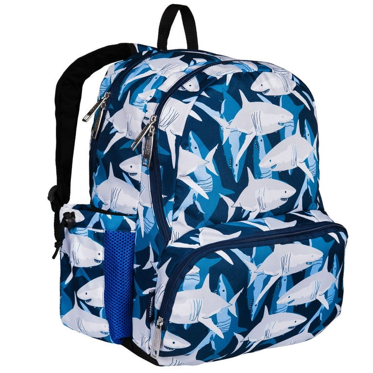 Wildkin Kids Backpack, Sharks Blue, 17 Inch, School and Travel