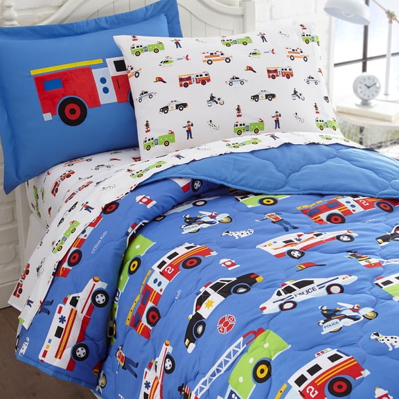 Wildkin Kids 5 Pc Twin Microfiber Bed in a Bag for Boys & Girls (Heroes Blue)