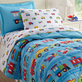 thumbnail image 1 of Wildkin Kids 5 Pc Twin Microfiber Bed in a Bag for Boys & Girls (Trains, Planes & Trucks Blue), 1 of 9