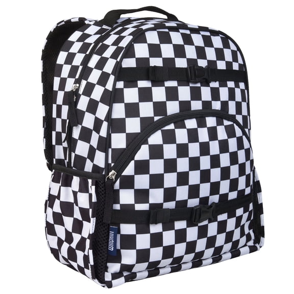 Wildkin Kids Black and White Checkered ECO rPET Next Gen Backpack - 17 Inch / 18L
