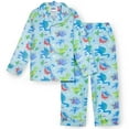 thumbnail image 1 of Wildkin Kids Flannel Button Down Pajamas for Boys and Girls (Dinosaur Land Blue, Size 4), 1 of 1