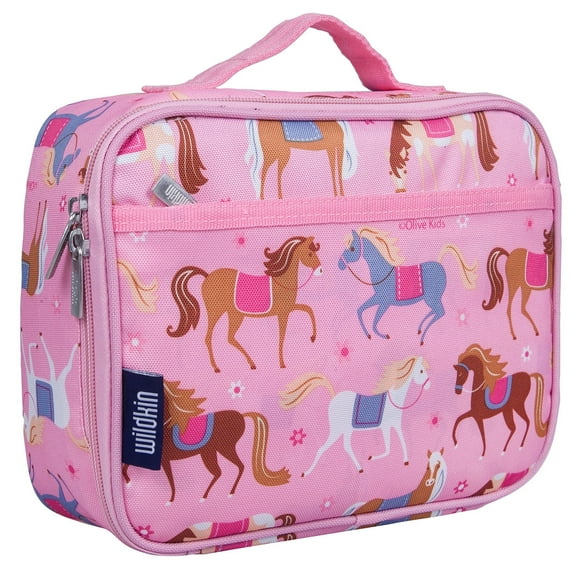 Wildkin Kids Insulated Lunch Box for Boy and Girls, BPA Free (Horses Pink)