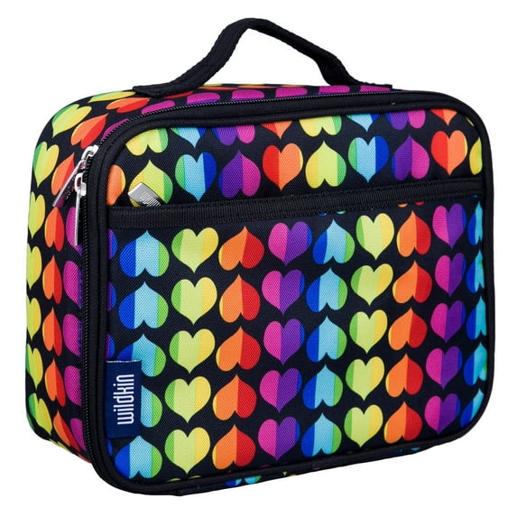 Wildkin Kids Insulated Lunch Box for Boy and Girls, BPA Free (Rainbow Hearts Pink)