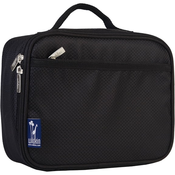 Wildkin Kids Insulated Lunch Box for Boy and Girls, BPA Free (Rip-Stop Black)