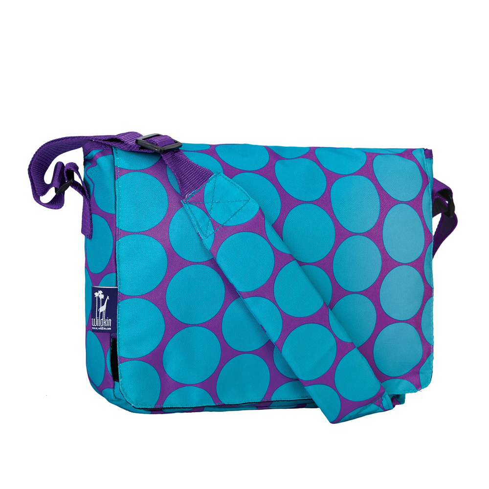 Wildkin Kids Messenger Bag for Girls, Perfect for School or Travel, 13 Inch (Big Dot Aqua) - image 1 of 7