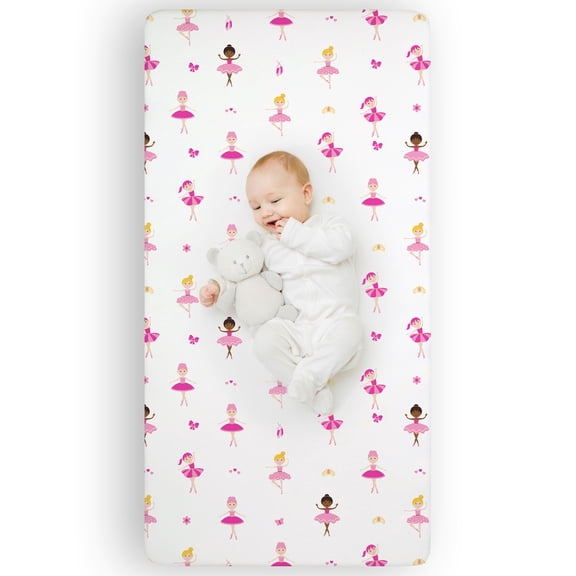 Wildkin Kids Microfiber Fitted Crib Sheet for Boys & Girls, 52 x 28 Inches (Ballerina)