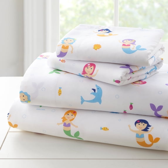 Wildkin Kids Microfiber Sheet Set for Boys and Girls - Full (Mermaids Blue)