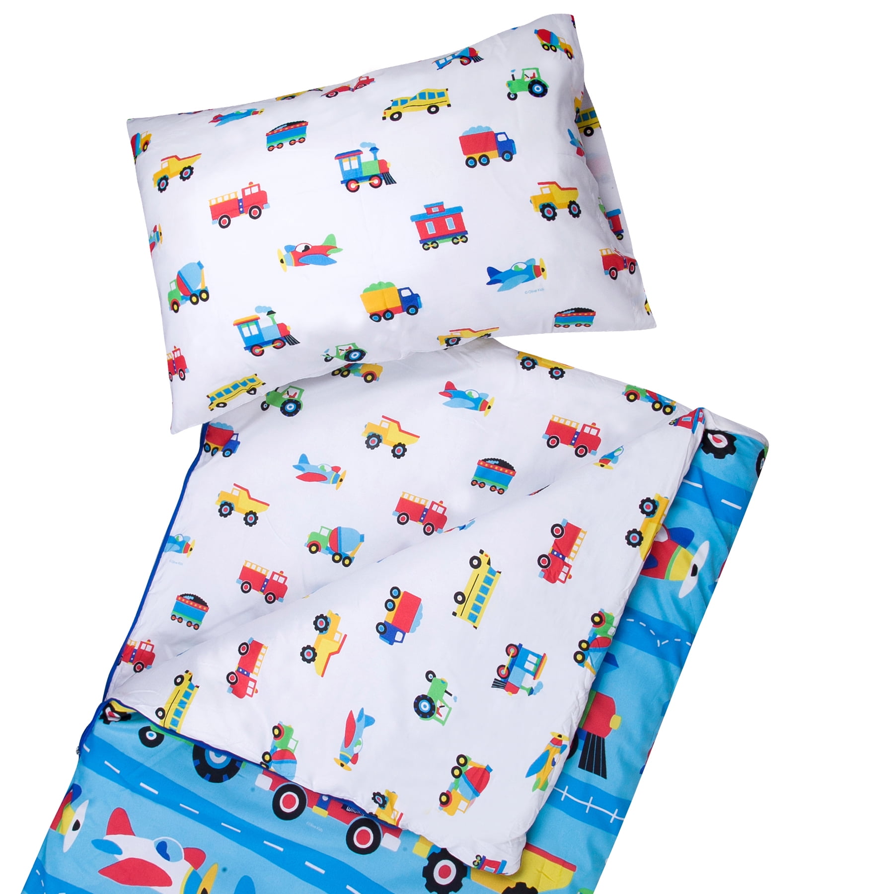 Wildkin Kids Microfiber Sleeping Bag, Toddler Boys, Trains, Planes