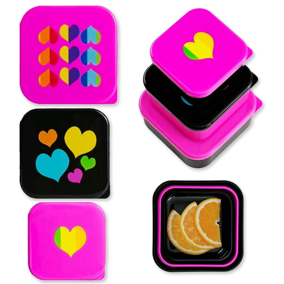 Wildkin Kids Nested Snack Containers for Boys & Girls (Rainbow Hearts)