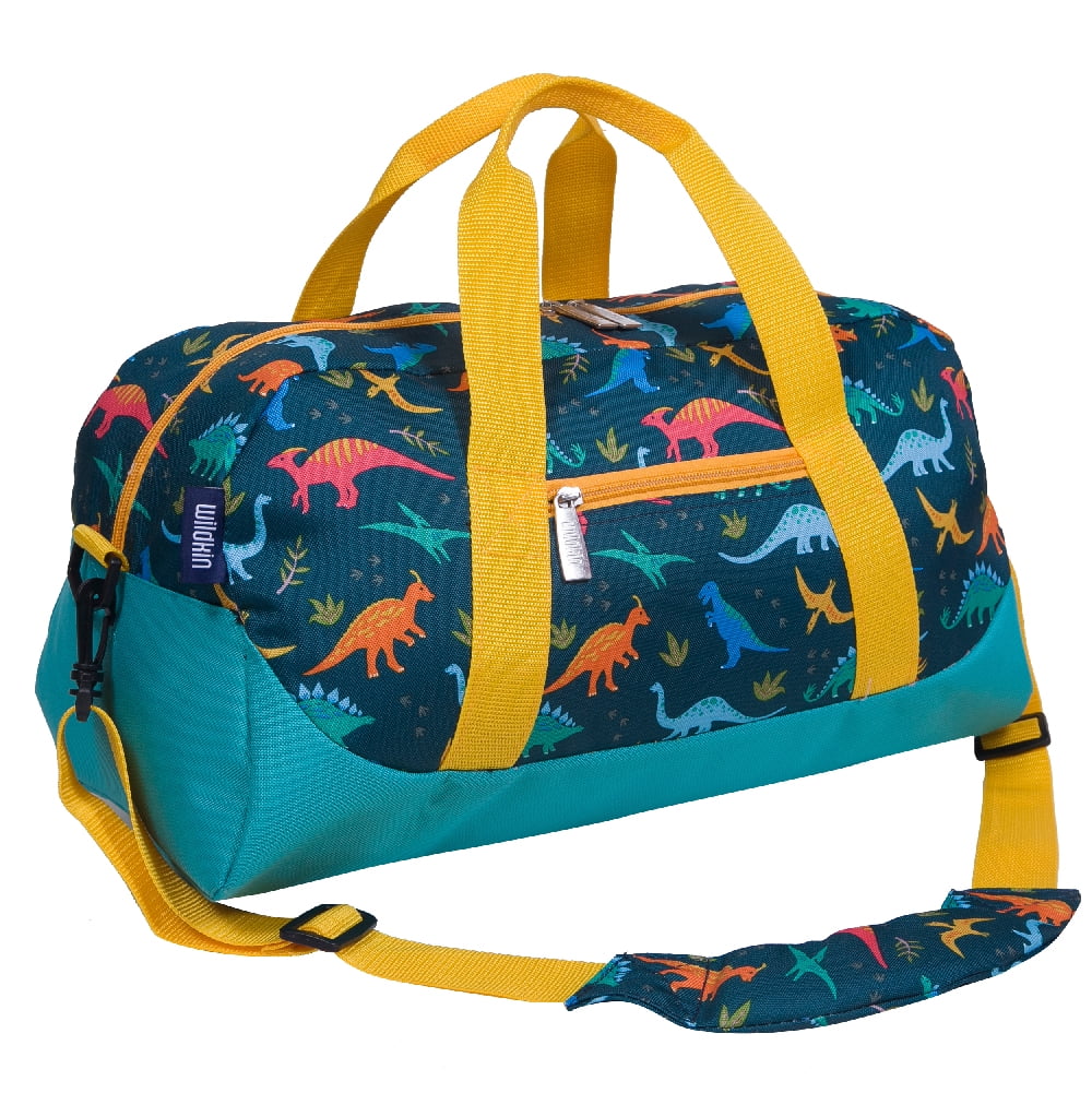 Wildkin Kids Overnighter Duffel Bag for Boys & Girls, Features Two Carrying  Handles and Removable Padded Shoulder Strap, BPA & Phthalate Free (Dinosaur  Land Blue) 