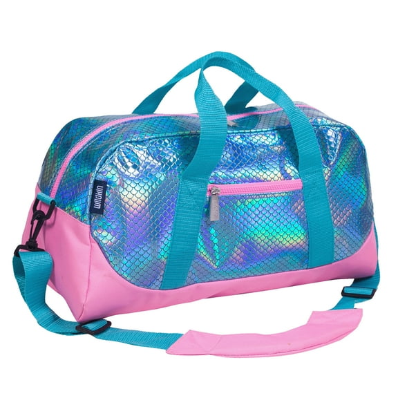 Wildkin Kids Overnighter Duffel Bag for Boys & Girls, Features Two Carrying Handles and Removable Padded Shoulder Strap, BPA & Phthalate Free (Mermaids Scales Blue)
