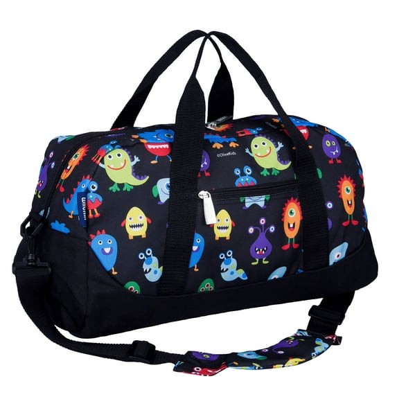 Wildkin Kids Overnighter Duffel Bag for Boys & Girls, Features Two Carrying Handles and Removable Padded Shoulder Strap, BPA & Phthalate Free (Monsters Black)