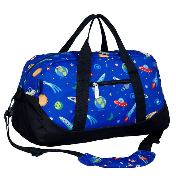 Wildkin Kids Overnighter Duffel Bag for Boys & Girls, Features Two Carrying Handles and Removable Padded Shoulder Strap, BPA & Phthalate Free (Out of this World Blue)
