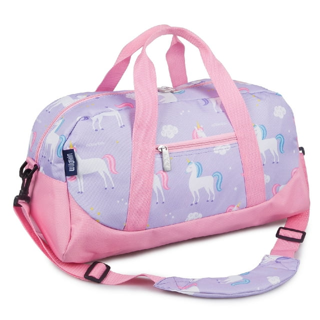 Wildkin Kids Overnighter Duffel Bag for Boys & Girls, Features Two Carrying Handles and Removable Padded Shoulder Strap, BPA & Phthalate Free (Unicorn Purple)