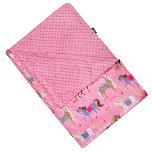 Wildkin Kids Plush Velour Throw Blanket for Girls and Boys (Horses Pink)