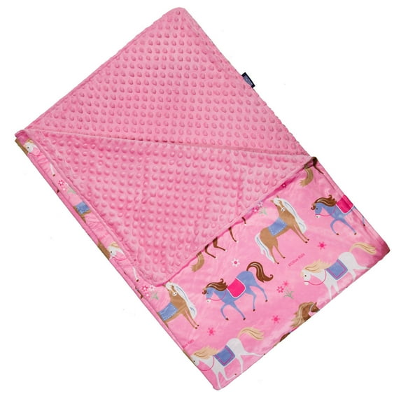 Wildkin Kids Plush Velour Throw Blanket for Girls and Boys (Horses Pink)
