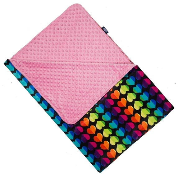 Wildkin Kids Plush Velour Throw Blanket for Girls and Boys (Rainbow Hearts Pink)