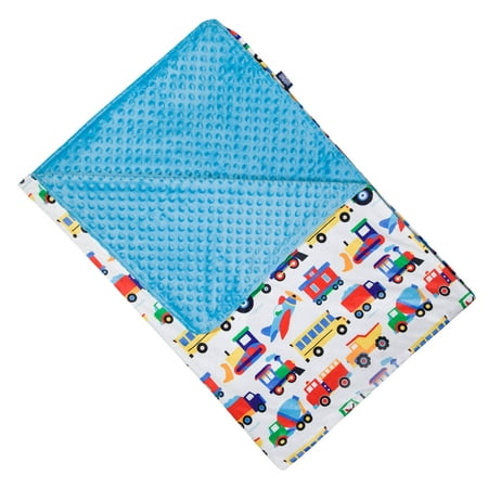 Wildkin Kids Plush Velour Throw Blanket for Girls and Boys (Trains Planes & Trucks Blue)