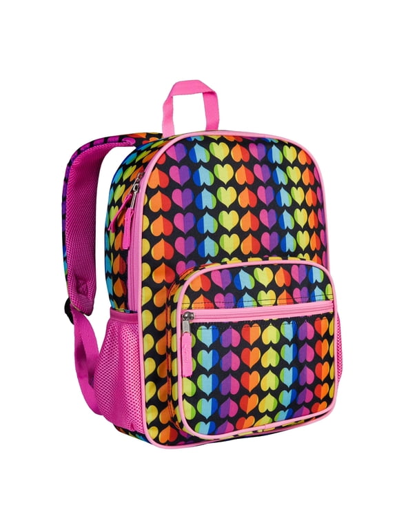 Kids Recycled Eco Backpack for Boys and Girls (Rainbow Hearts)