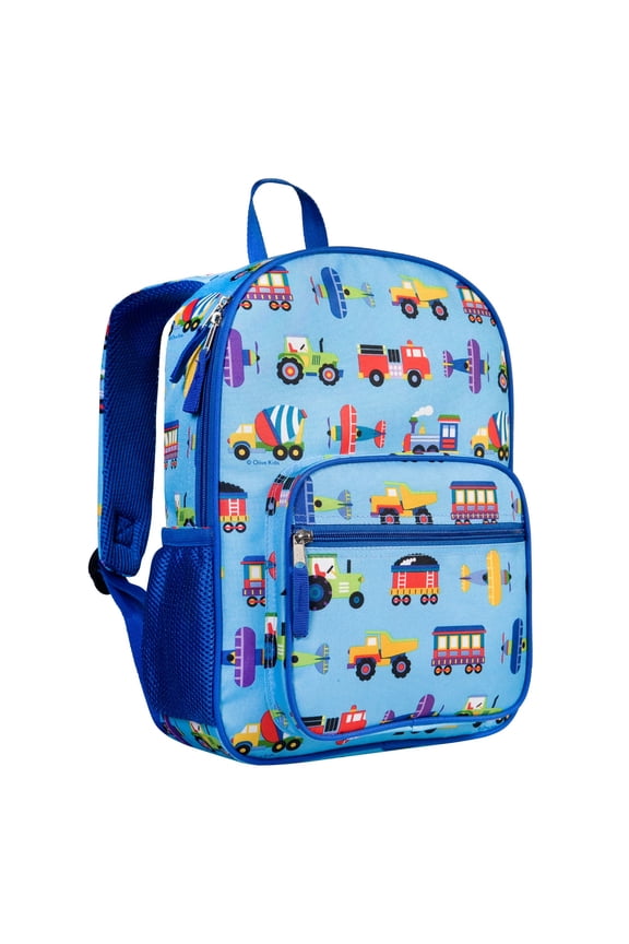 Kids Recycled Eco Backpack for Boys and Girls (Trains, Planes & Trucks)