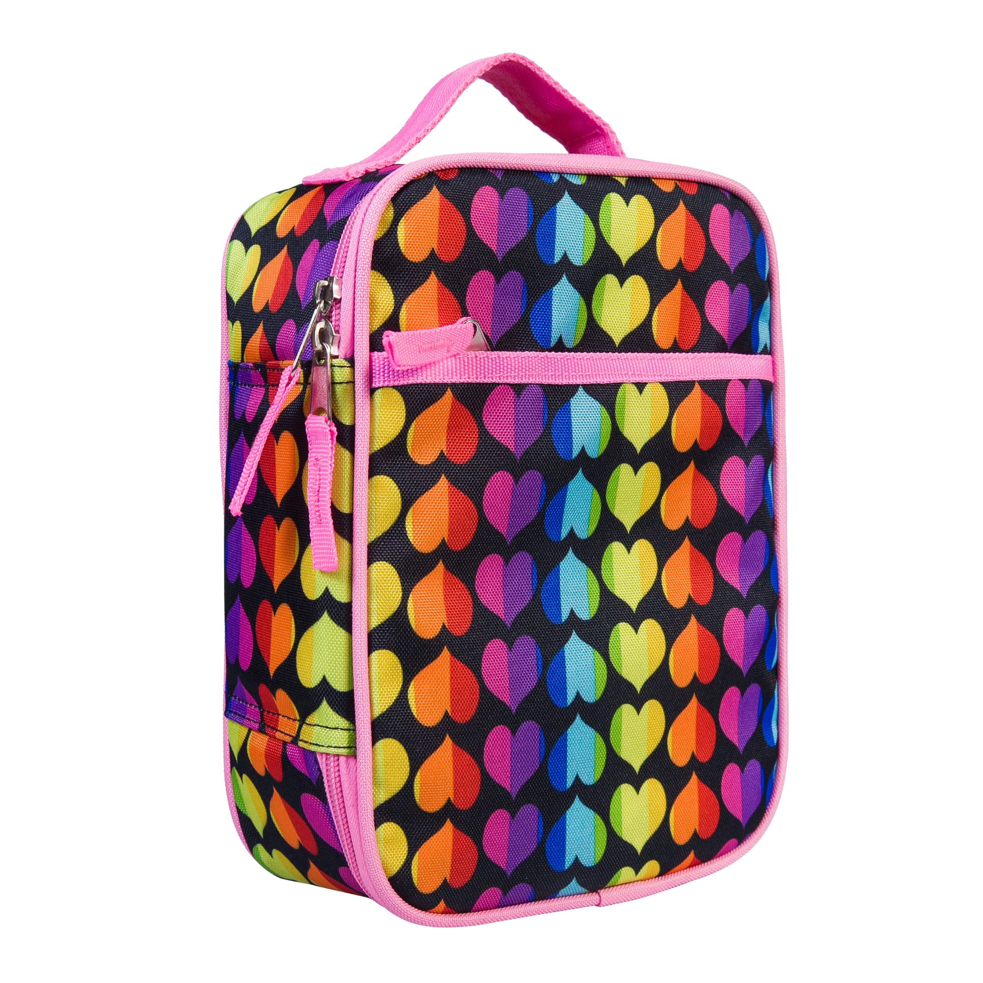 Wildkin Kids Recycled Eco Lunch Bag for Boys and Girls (Rainbow Hearts)