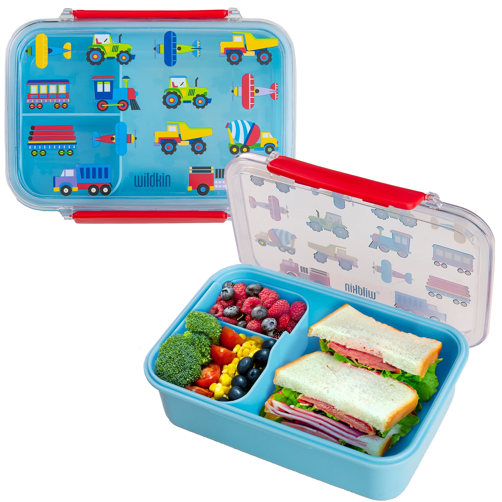 Wildkin Kids Reusable Food Container Bento Box - Trains, Planes & Trucks