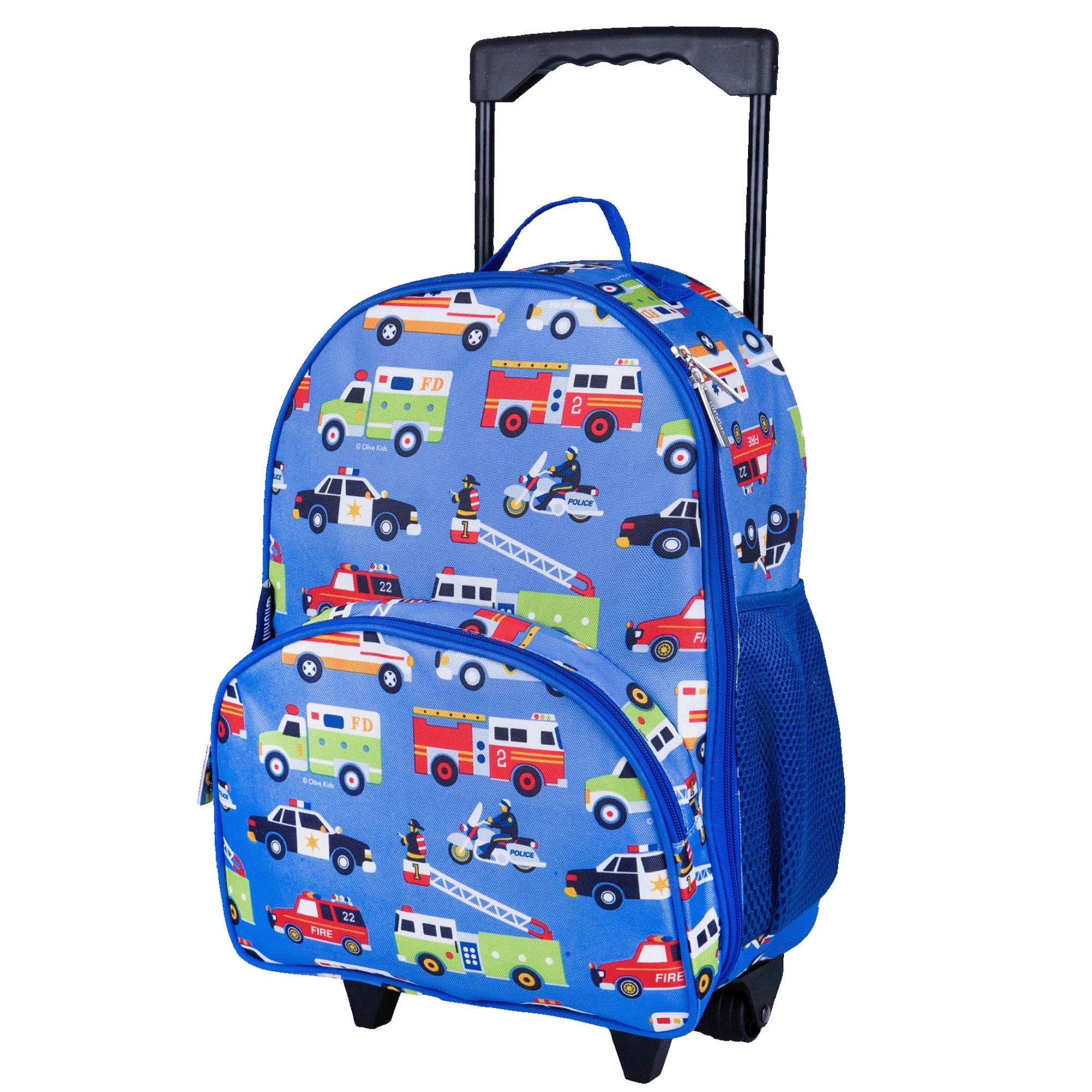 Wildkin Kids Rolling Luggage for Boys & Girls, Perfect for School & Overnight Travel, Carry-On Size (Heroes Blue)