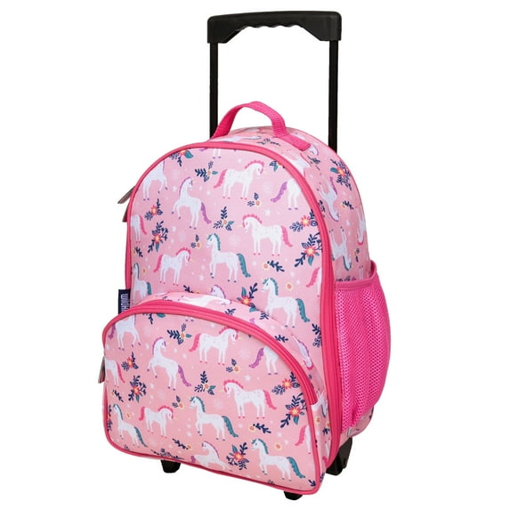 Wildkin Kids Rolling Luggage for Boys & Girls, Perfect for School & Overnight Travel, Carry-On Size (Magical Unicorns Pink)
