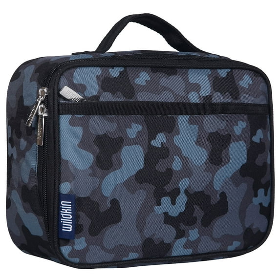 Wildkin Kids Square Insulated Lunch Box for Boys and Girls (Black Camo)