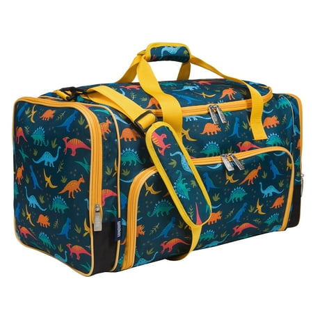 Wildkin Kids Weekender Duffel Bag for Boys and Girls, 22 Inch (Jurassic Dinosaurs Blue)