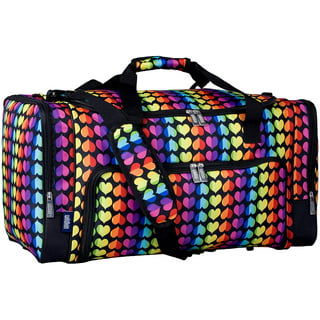 For the Kids - Monogrammed 2 Piece Travel Set - Large Boxy Duffle &  Essentials Travel Bag - Multi Color Chevron - FREE SHIP / Tween Gift /  Sleepover