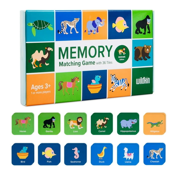 Wildkin Memory Matching Animals Edition Board Games, Paper, 36 Count