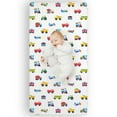 thumbnail image 1 of Wildkin Microfiber Fitted Crib Sheet for Boys & Girls, Soft & Breathable Fabric for Kids, Measures 52 x 28 Inches, Fits Standard Crib Mattress, BPA-free (Trains, Planes & Trucks Blue), 1 of 9