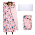 thumbnail image 1 of Wildkin Original Nap Mat with Pillow for Boys and Girls, Features Hook and Loop Fastener, Roll-Up Design, Soft Cotton Blend Materials (Llamas and Cactus Pink), 1 of 9