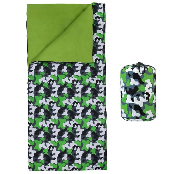 Wildkin Original Sleeping Bag Green Camo Slumber Bag