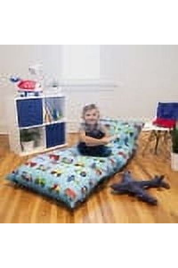 Kids Floor Lounger – Pillow Lounger, Travel-Friendly, Ideal for Sleepovers, Pillows Not Included - Trains, Planes, and Trucks