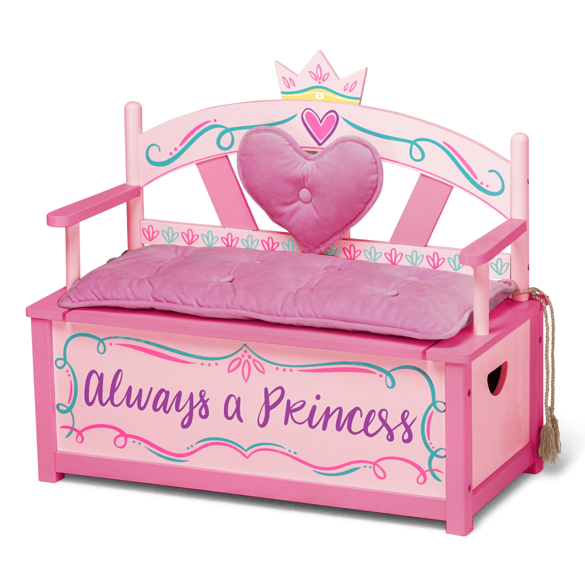 Wildkin Princess Kids Bench Seat with Storage -Pink