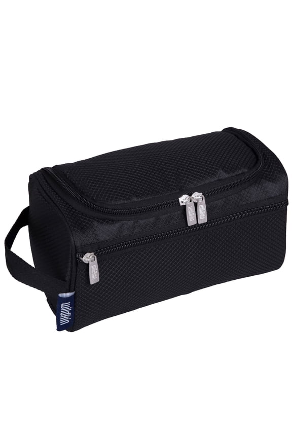 Toiletry Bag for Boys, Girls, and Adults With Zippered Exterior Front Pocket, Interior Mesh Pocket (Rip Stop Black)
