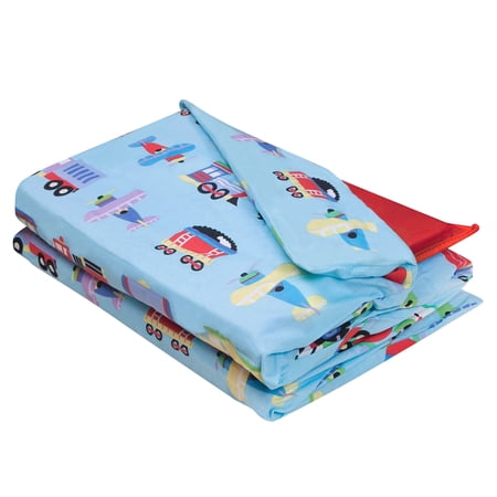 Wildkin Trains, Planes & Trucks Child, Toddler, Preschool, Kindergarten Rest Mat Cover in Blue for Boys, 100% Cotton, Fits Vinyl Rest Mats up to 48 inches