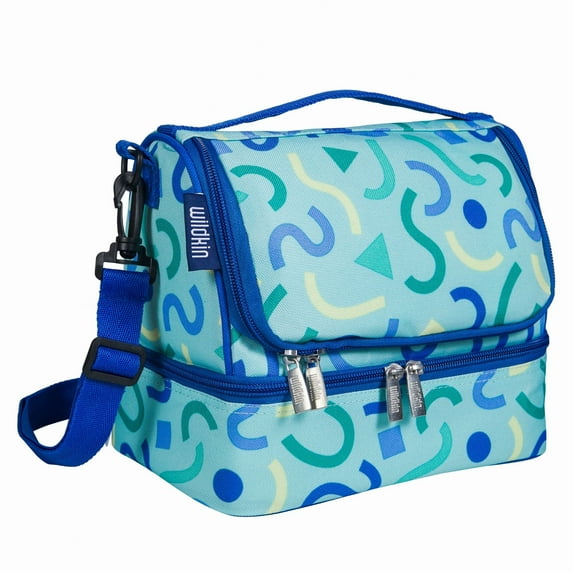 Wildkin Two Compartment Insulated Reusable Kids Lunch Bag for Boys & Girls, BPA Free, Includes Shoulder Strap (Confetti Blue)