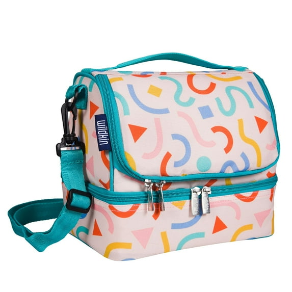 Wildkin Two Compartment Insulated Reusable Kids Lunch Bag for Boys & Girls, BPA Free, Includes Shoulder Strap (Confetti Peach)