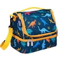 thumbnail image 1 of Wildkin Two Compartment Insulated Reusable Kids Lunch Bag for Boys & Girls, BPA Free, Includes Shoulder Strap (Jurassic Dinosaurs Blue), 1 of 7