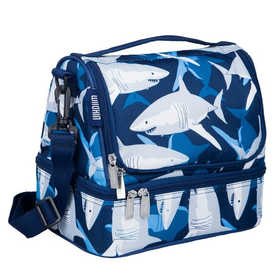 Wildkin Insulated Reusable Kids Lunch Bag with Shoulder Strap, Sharks Blue